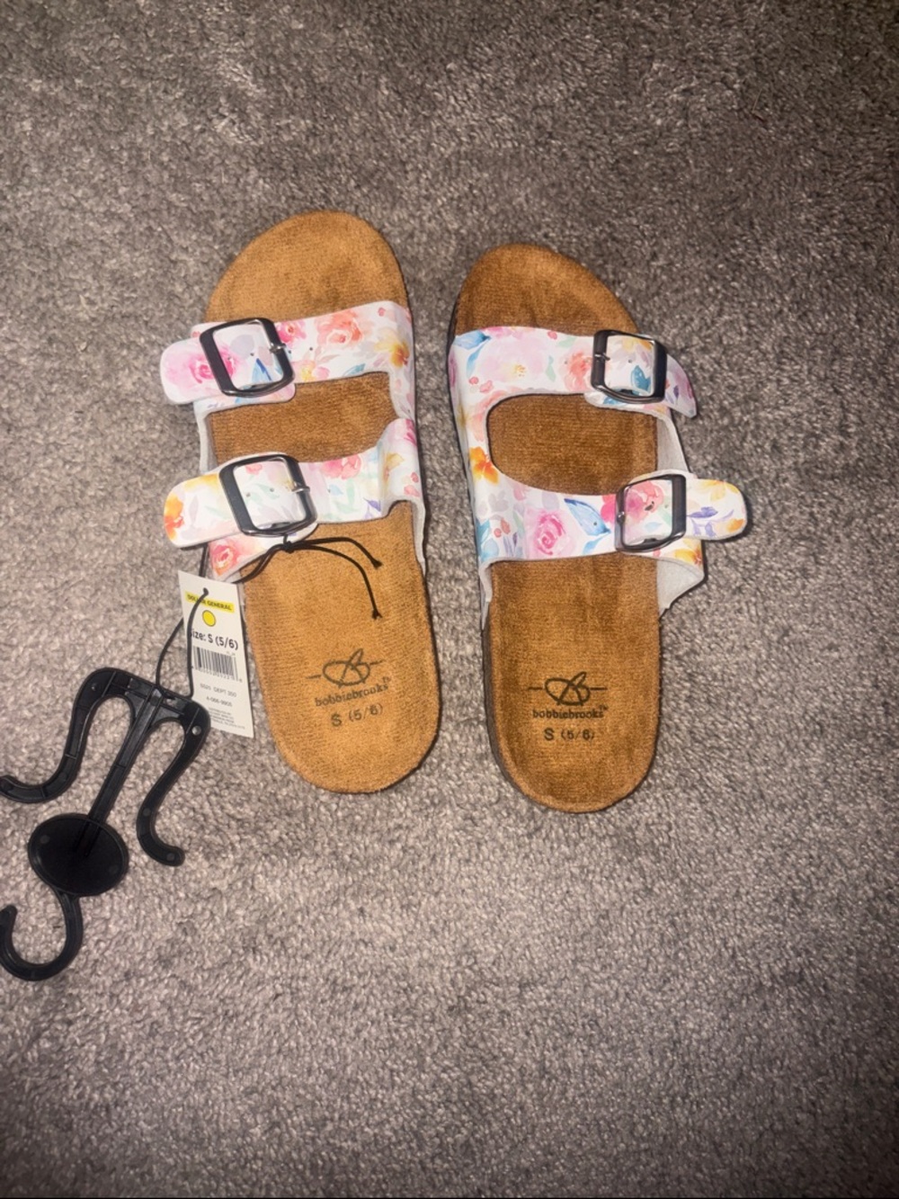 Bobbie Brooks Floral Double-Buckle Kids Sandals - Pink/White 5/6